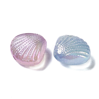 UV Plated Iridescent & Luminous Transparent Acrylic Beads OACR-G033-06F-1
