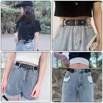 4Pcs 4 Style Unisex Adjustable No Buckle Imitation Leather Elastic Waist Belt AJEW-GF0003-27A-1