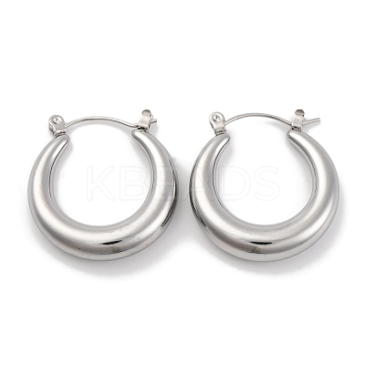 Non-Tarnish Moon Stainless Steel Hoop Earrings EJEW-H013-10P-1