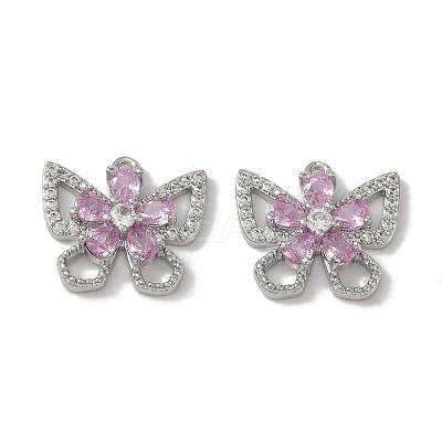 Brass Micro Pave Clear Cubic Zirconia Pendants KK-S367-18B-1
