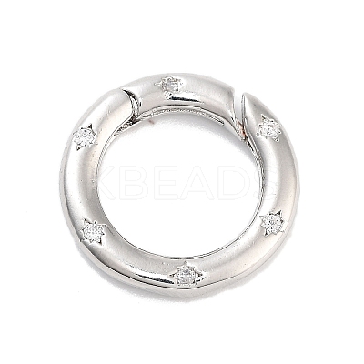 Brass Micro Pave Clear Cubic Zirconia Spring Gate Rings KK-M293-54P-1