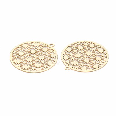 Rack Plating 201 Stainless Steel Filigree Pendants STAS-T057-43G-1