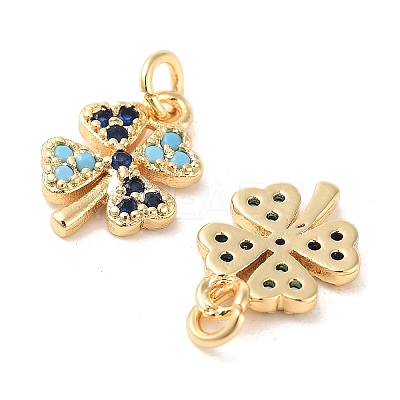 Clover Brass Micro Pave Cubic Zirconia Charms KK-B102-04G-1