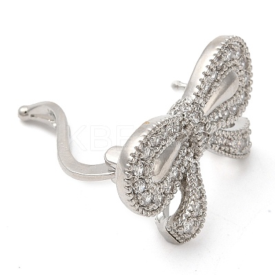 Brass Micro Pave Clear Cubic Zirconia Fold Over Clasps KK-G505-29P-1