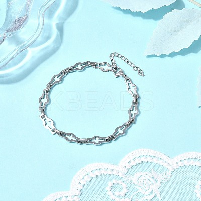 304 Stainless Steel Hollow Cross-Linked Chain Bracelets for Women BJEW-JB12293-01-1