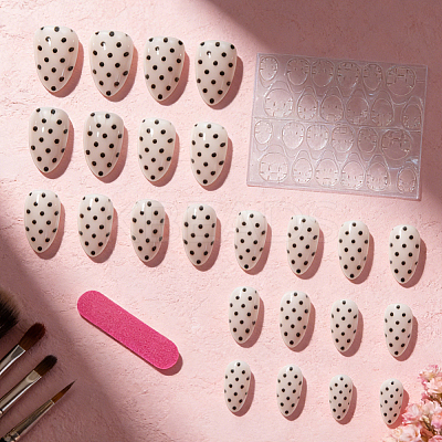 1 Bag Polka Dot Plastic Press On False Nails MRMJ-CP0001-65B-1