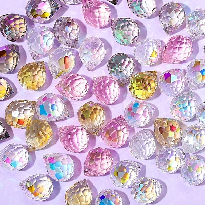 50Pcs Teardrop Electroplated Transparent Glass Charms PW-WGCC72C-02-1