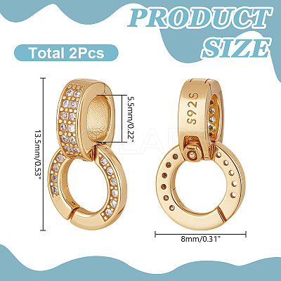 2Pcs 925 Sterling Silver Micro Pave Clear Cubic Zirconia Enhancer Shortener Bails STER-AR0001-22G-1