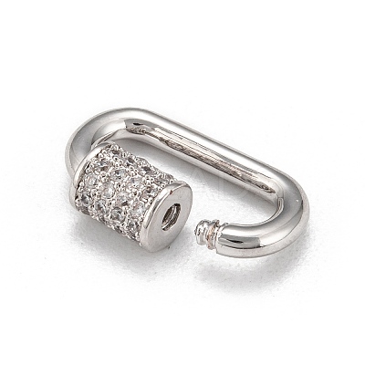 Brass Micro Pave Cubic Zirconia Screw Carabiner Lock Charms X-ZIRC-G160-22P-1