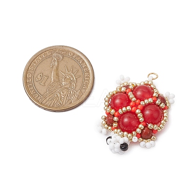 3Pcs 3 Colors Handmade Glass Seed Beads Loom Pattern Pendants PALLOY-MZ00361-1