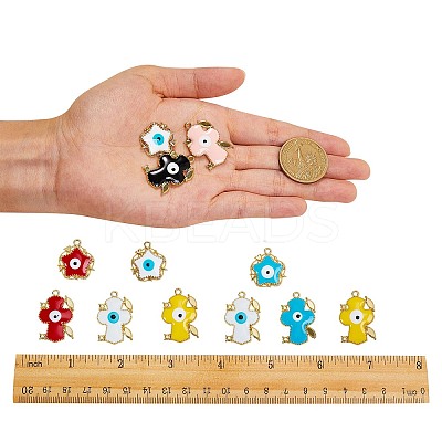 22Pcs Alloy Enamel Pendants ENAM-SZ0001-39LG-1
