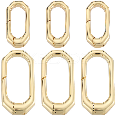 6Pcs 2 Styles Brass Spring Gate Rings KK-SC0006-33-1