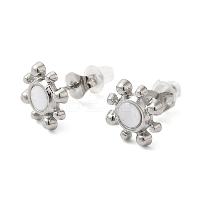 Non-Tarnish 304 Stainless Steel Embossing Stud Earrings LS-EJEW-U001-06P-05-1