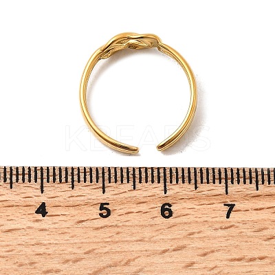 304 Stainless Steel Knot Cuff Rings for Women RJEW-Z110-03G-1