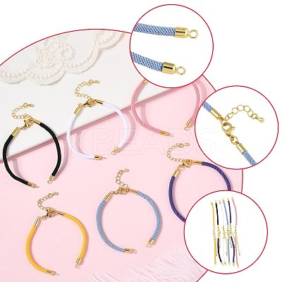 6Pcs 6 Colors Nylon Cords Bracelet Makings Fit for Connector Charms AJEW-FS0001-38-1