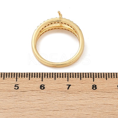 Brass Micro Pave Cubic Zirconia Finger Rings for Women RJEW-F182-02G-1