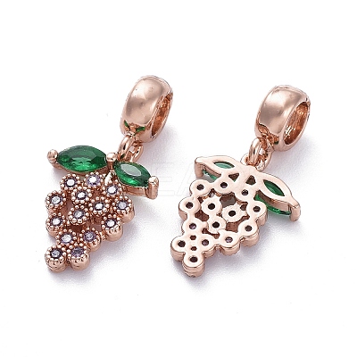 Brass Micro Pave Cubic Zirconia European Dangle Charms X-ZIRC-F074-05RG-1