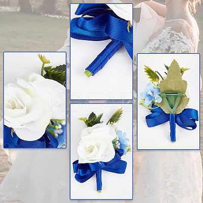 2Pcs Silk Cloth Flower Boutonniere Brooch JEWB-CP0001-42-1