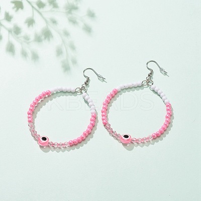 Resin Evil Eye & Acrylic Beaded Big Ring Dangle Earrings EJEW-JE04999-02-1