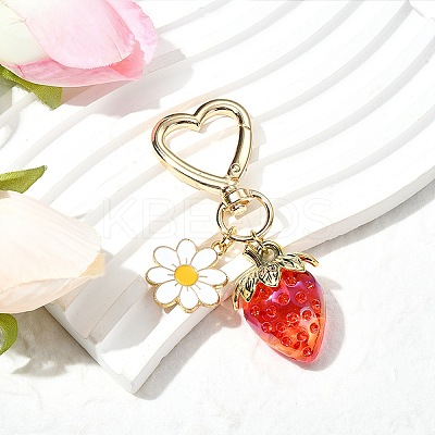 Acrylic Strawberry Pendant Decoration HJEW-SW00120-01-1