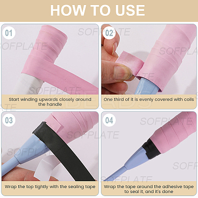 8 Bundles 8 Colors PU Leather Anti-slip Badminton Tennis Racket Grip Tape DIY-SP0005-45B-1