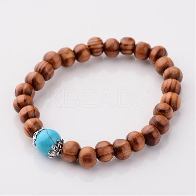 Wood Stretch Bracelets BJEW-JB02404-1