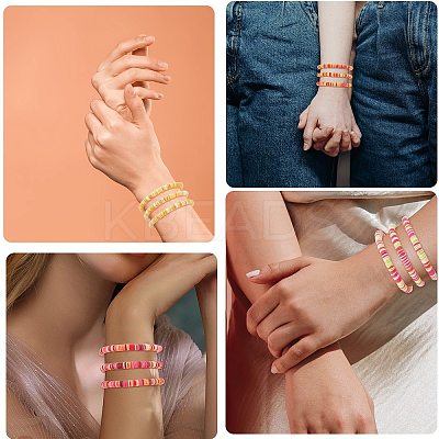 Handmade Polymer Clay Heishi Surfer Stretch Bracelets Set BJEW-SW00099-02-1
