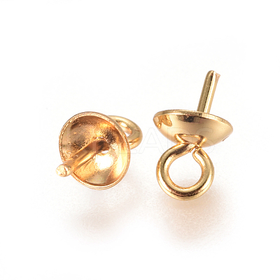 PVD Vacuum Plating 304 Stainless Steel Cup Pearl Peg Bails Pin Pendants STAS-I120-54A-G-1