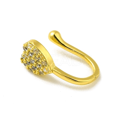 Clear Cubic Zirconia Heart Clip on Nose Ring LS-AJEW-F059-22G-1