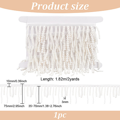 Resin Imitation Pearl Beaded Handicraft Tassel Fringe Trimming DIY-BC0009-87A-1