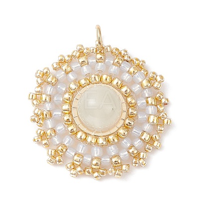 Natural Moonstone Flat Round Pendants PALLOY-MZ00135-05-1