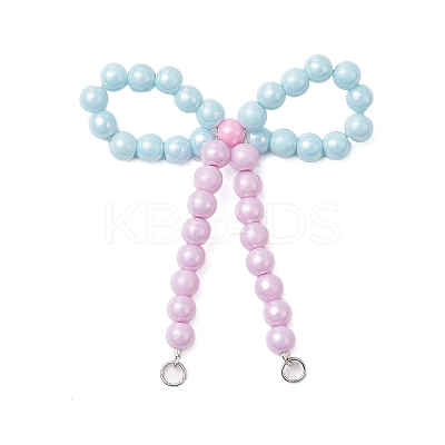 3Pcs 3 Styles Opaque Acrylic Beads with Brass Crimp Beads and Iron Open Jump Rings Pendants PALLOY-JF03487-1
