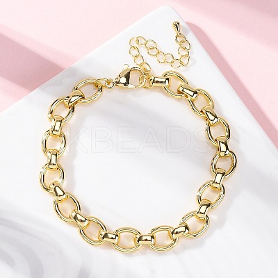 Brass Oval Link Chain Bracelets for Women Men BJEW-K273-06G-1
