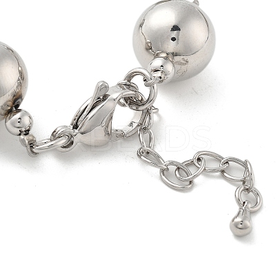 Brass Round Beaded Link  Bracelets for Women LS-BJEW-S159-02A-P-1