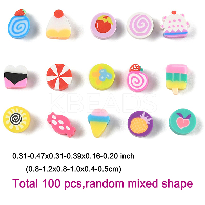 100Pcs 2 Styles Handmade Polymer Clay Beads CLAY-FP0001-11A-1