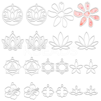 20Pcs 10 Styles 201 Stainless Steel Pendants STAS-WR0001-39-1