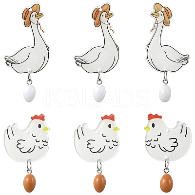 6Pairs 2 Styles Printed Acrylic Pendants OACR-YW0004-57-1-1