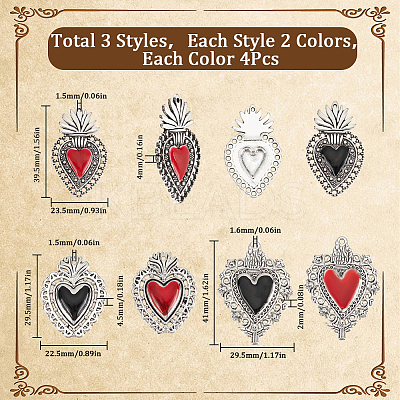 24Pcs 6 Styles Alloy Enamel Pendants ENAM-SC0005-05-1