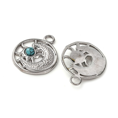Synthetic Turquoise Sun and Moon Pendants STAS-P406-06P-1