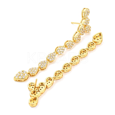 Rack Plating Brass Cubic Zirconia Teardrop Dangle Stud Earrings EJEW-K245-52G-1