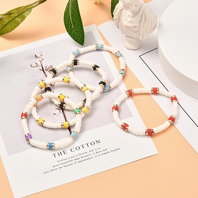 Disc Beads Stretch Bracelet for Teen Girl Women BJEW-JB06985-1