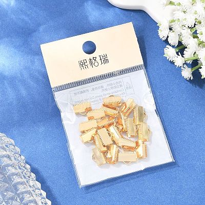 SHEGRACE Brass Ribbon Crimp Ends XGR0060G-59G-1