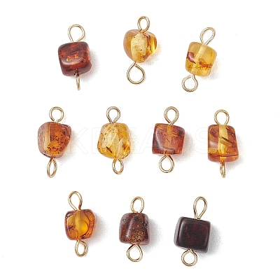 Natural Amber Connector Charms PALLOY-JF05158-1