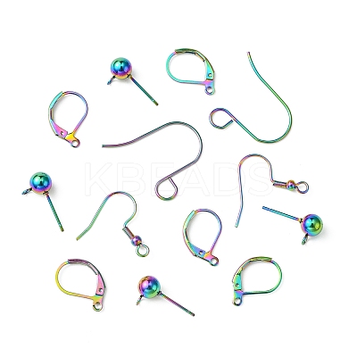 32Pcs 4 Styles Stainless Steel French Earring Hooks & Leverback Earring Findings & Ball Stud Earring Post & Earring Hooks Findings Kits STAS-FS0001-62-1