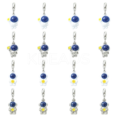 16Pcs 4 Styles Spray Printed Alloy European Dangle Charms FIND-CJ0005-53-1