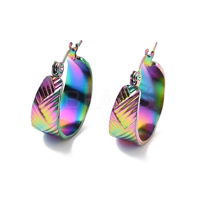 Ion Plating(IP) 304 Stainless Steel Thick Hoop Earrings for Women EJEW-P198-04MC-1