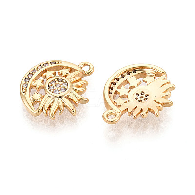 Brass Pave Clear Cubic Zirconia Pendants KK-T074-98G-1