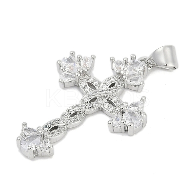 Brass Micro Pave Clear Cubic Zirconia Pendants KK-G522-51P-01-1