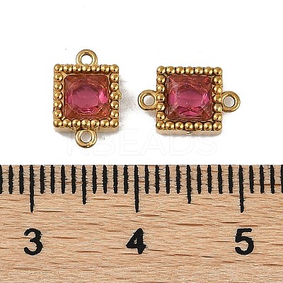 Ion Plating(IP) 304 Stainless Steel Cubic Zirconia Square Links Connector Charms X-STAS-K256-24G-1