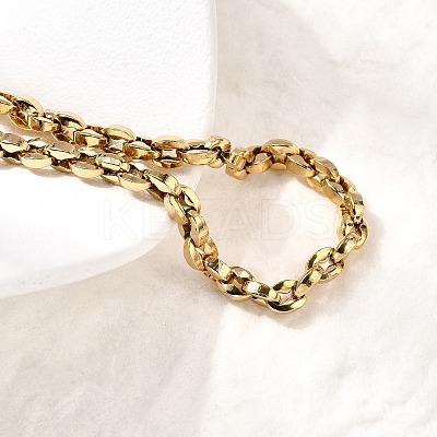 304 Stainless Steel Coffee Bean Chain Bracelets for Women BJEW-B140-01B-G-1